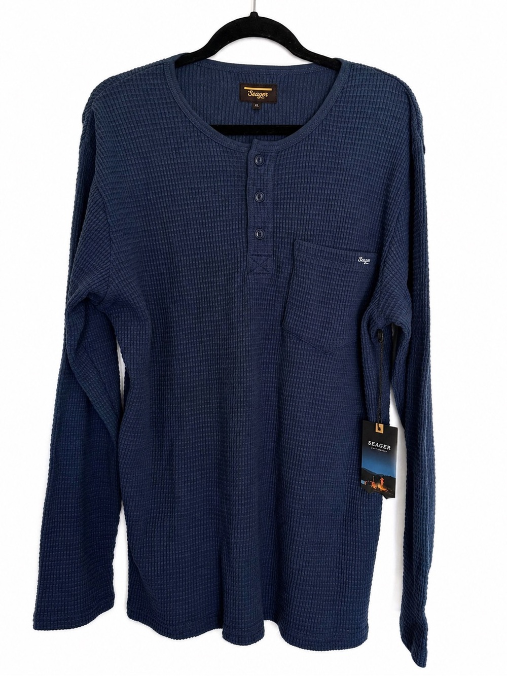 NWT SEAGAR SAWPIT HENLEY LS THERMAL VINTAGE Blue Size XL